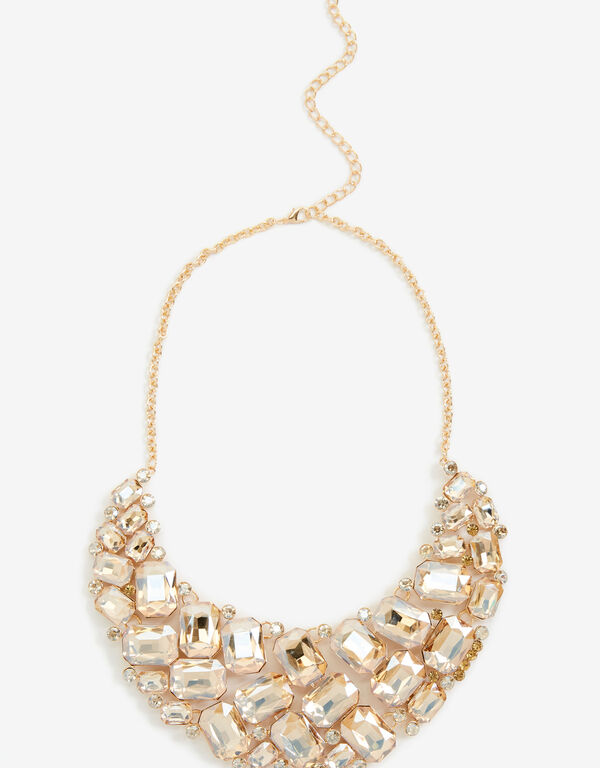 Gold Tone Crystal Necklace, Gold image number 0