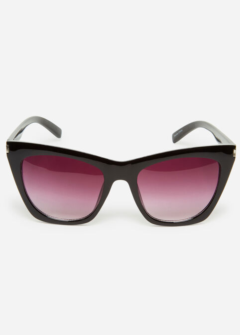 Black Tinted Cat Eye Sunglasses, Black image number 1