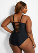 Plus Size YMI Cage Solid One-Piece, Black image number 1