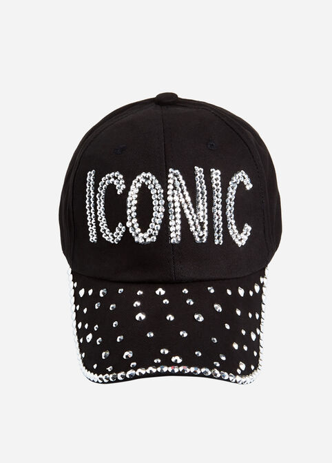 Black Studded Iconic Baseball Hat, Black image number 1