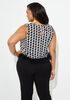 Feather Embellish Houndstooth Top, Black White image number 1