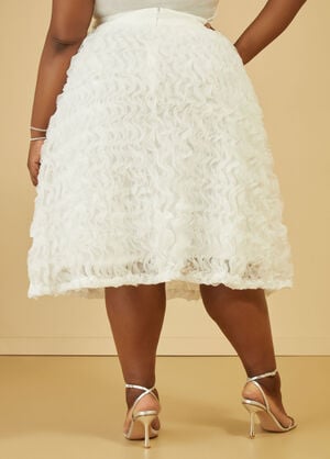Ruffled Tulle Midi Skirt, White image number 1