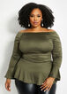 Plus Size Ruched Off-The-Shoulder Peplum image number 0