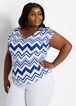 Chevron Cutout Sleeve Knit Top, Sodalite image number 0
