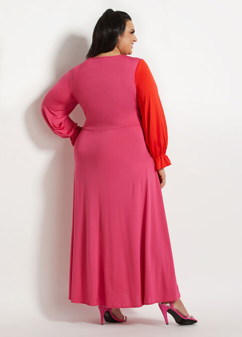 Tall Colorblock Knot Waist Dress, Pink image number 1