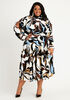 Abstract Knit Fit n Flare Dress, Multi image number 0
