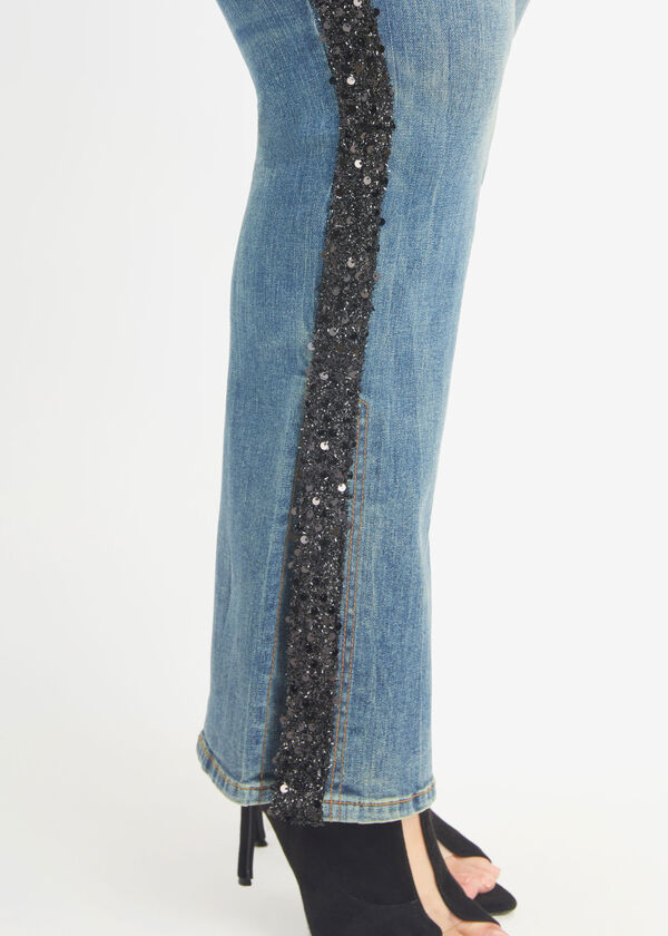 High Rise Tuxedo Flared Jeans, Dk Rinse image number 2