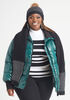 Knit Trimmed Glossed Puffer Jacket, Green image number 2
