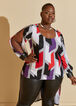 Faux Leather Trimmed Abstract Top, Multi image number 3