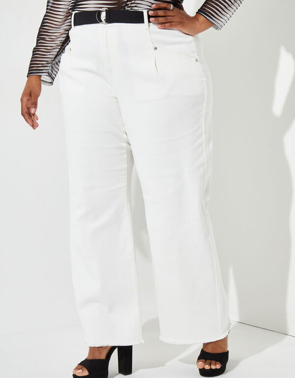 Belted Mid Rise Skater Jeans, White image number 0