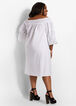 White Cotton Smocked Tiered Dress, White image number 1