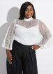 Sequin Lace Bell Sleeve Top, White image number 2