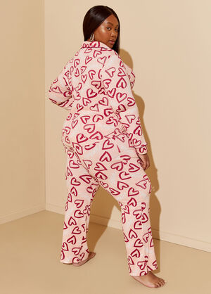 Bebe Hearts Pajamas Set, Light Pink image number 1