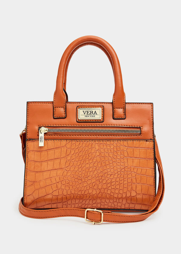 Trendy Designer Vera New York Ellen Croco Satchel Faux Leather Bag image number 0