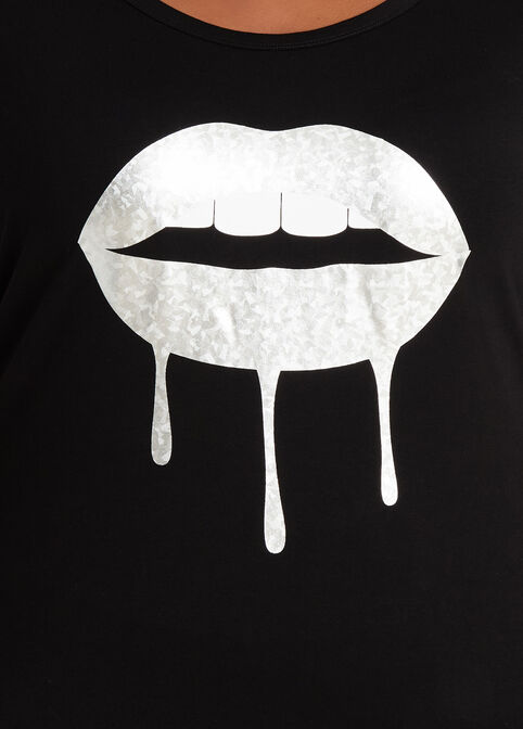 Holographic Dripping Lips Tee, Black image number 1