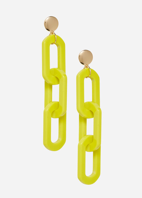 Chunky Chain-Link Drop Earrings, Warm Olive image number 0