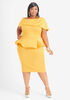 Off The Shoulder Peplum Dress, Mustard image number 0