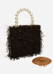 Eyelash Pearl Top Handle Box Bag, Black image number 1