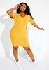 Trendy Plus Size Ribbed Knit Sexy Bodycon Cute Mini T Shirt Dress image number 0