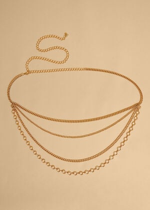 Gold Tone Layered Chain Belt, Gold image number 0