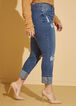 Cuffed Cropped Straight Leg Jeans, Medium Blue image number 2