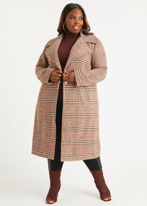 Plus Wool Coat Plaid Coat Trendy Faux Fur Plus Size Coats