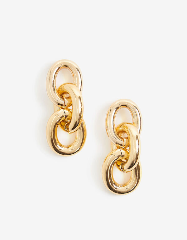 Gold Tone Link Earrings, Gold image number 0