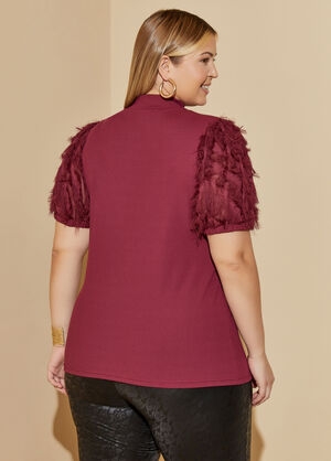 Frayed Ribbed Knit Top, Rhododendron image number 1