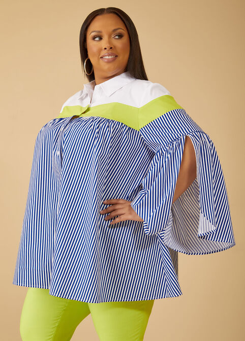 Striped Swing Shirt, LIME PUNCH image number 2