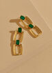 Chain Link And Stone Earrings, Abundant Green image number 0