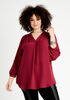 Tall Red V Neck Pullover Blouse, Rhododendron image number 0