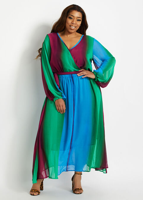 Tall Belted Stripe Wrap Dress, Multi image number 0