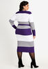 Belted Stripe Button Sweater Dress, Acai image number 1