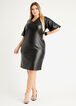 Faux Leather Bubble Sleeve Dress, Black image number 0