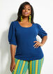 Plus Size Trendy Solid Pique Puff Elbow Sleeve Knit Top image number 0