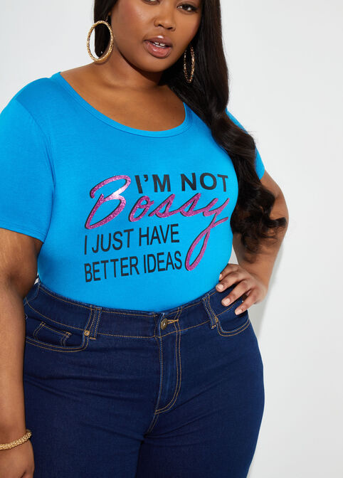I'm Not Bossy Graphic Tee, Turquoise Aqua image number 2