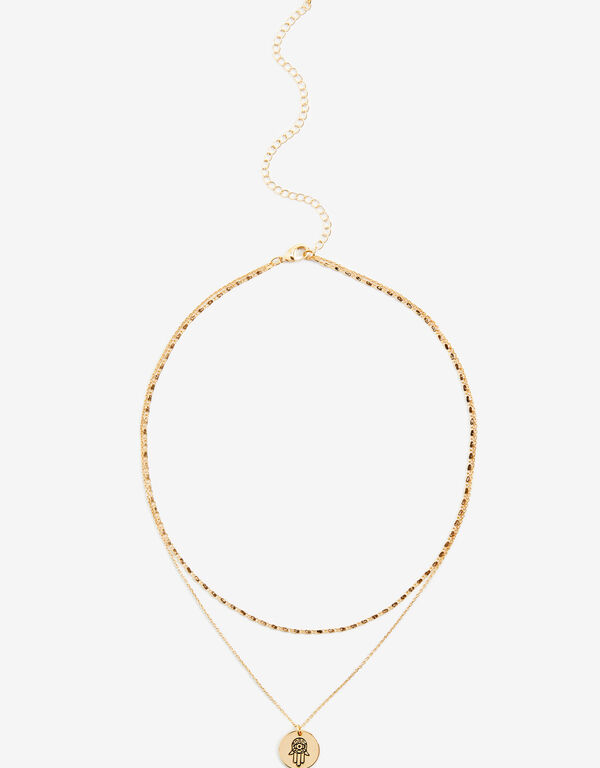 18K Gold Plated Hamsa Necklace, Gold image number 0