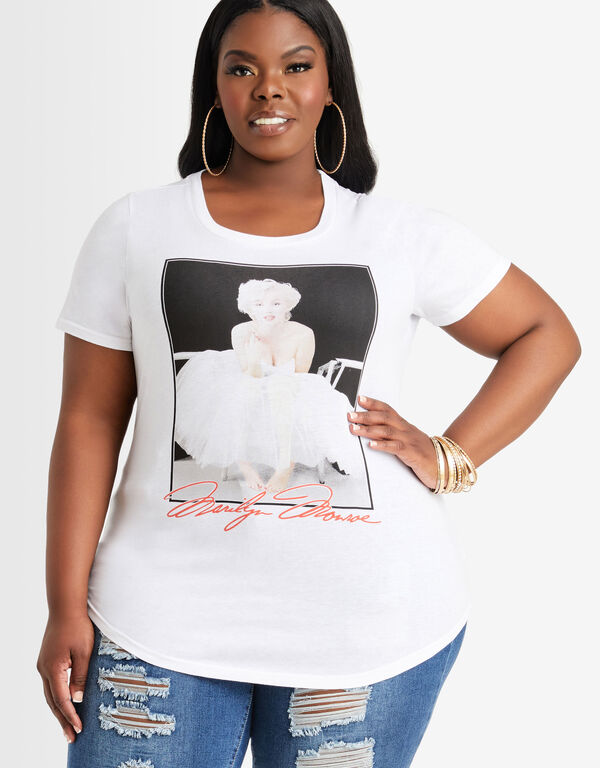 White Marilyn Monroe Graphic Tee, White image number 0