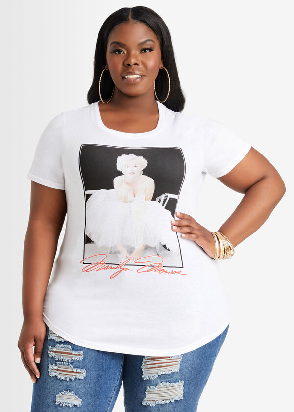 White Marilyn Monroe Graphic Tee, White image number 0