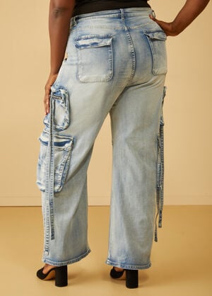 High Rise Cargo Jeans, Blue image number 1