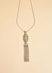 Fringed Crystal Pendant Necklace, Silver image number 1