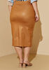 Stretch Faux Leather Midi Skirt, Chipmunk image number 1