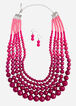 Pink Ombre Layered Necklace Set, Raspberry Radiance image number 0