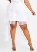 Tiered Tulle Train Denim Skirt, White image number 0