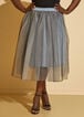 Tulle Layered Midi Denim Skirt, Medium Blue image number 2