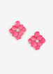 Crystal Floral Earrings, Fandango Pink image number 1