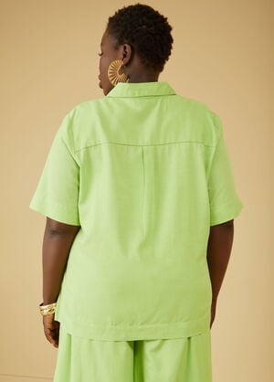 Pocketed Slub Woven Shirt, Jade Lime image number 1