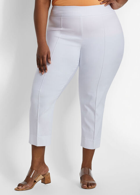 Stretch Pull On Capri Pant, White image number 0