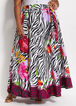 Belted Floral Zebra Maxi Skirt, Raspberry Radiance image number 0