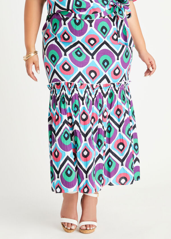 Abstract Cotton Maxi Skirt, Fandango Pink image number 0